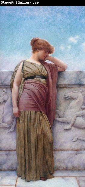 John William Godward Godward Leaning on the Balcony